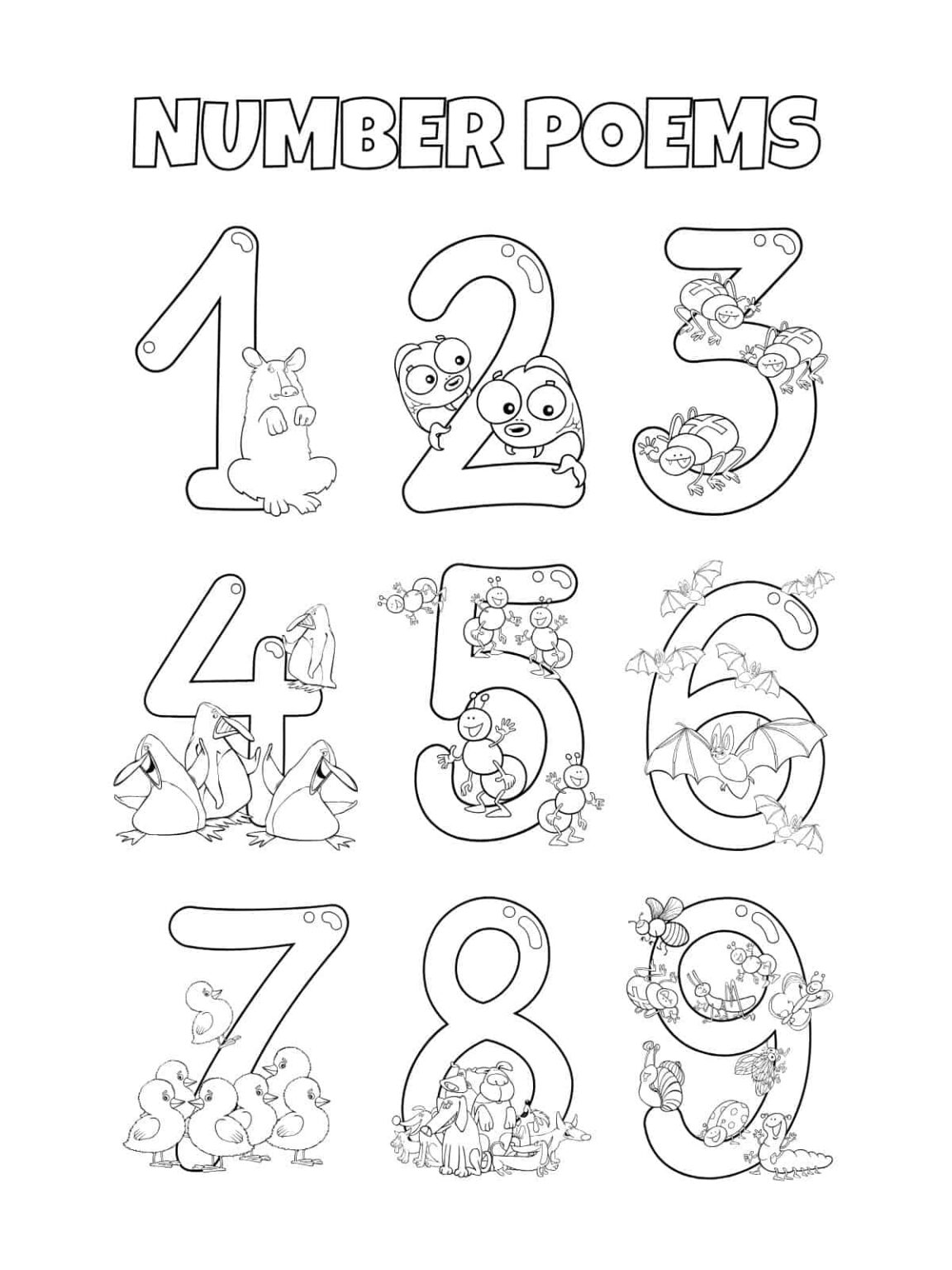 From 1 to 10 fun number coloring pages for kids 