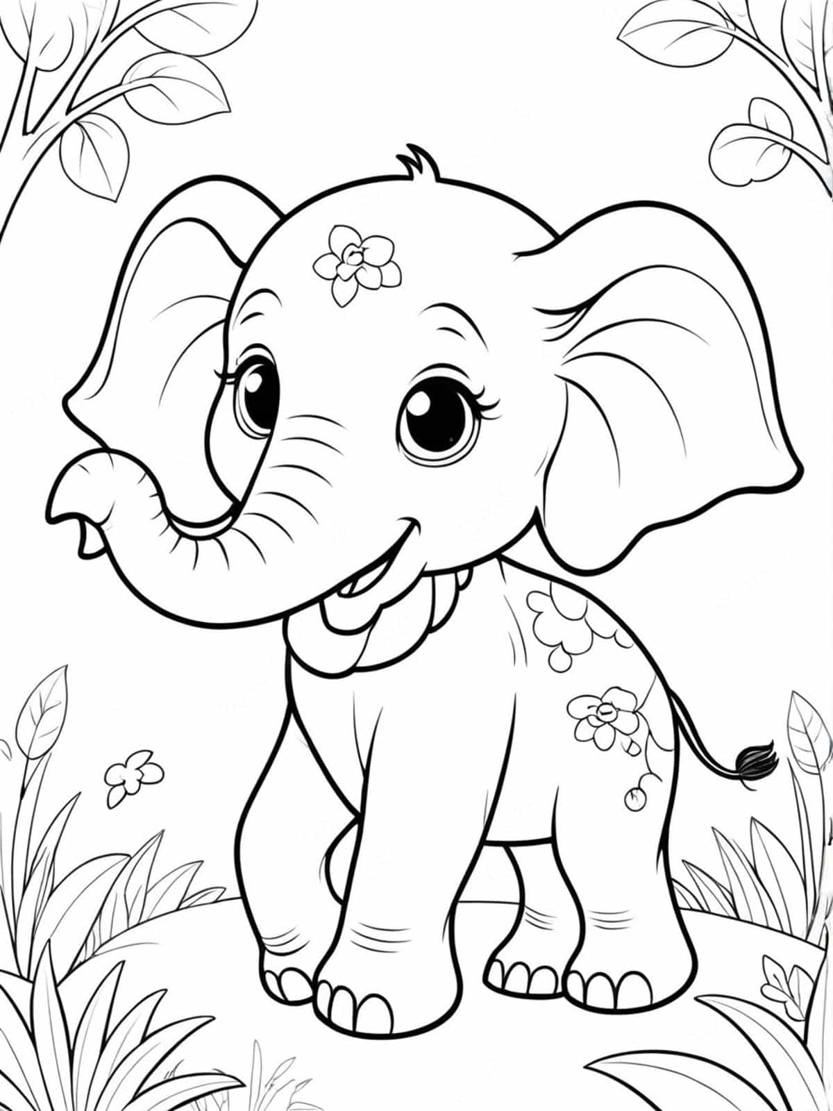 Elephant Carrying A Baby On Its Back Coloring Pages