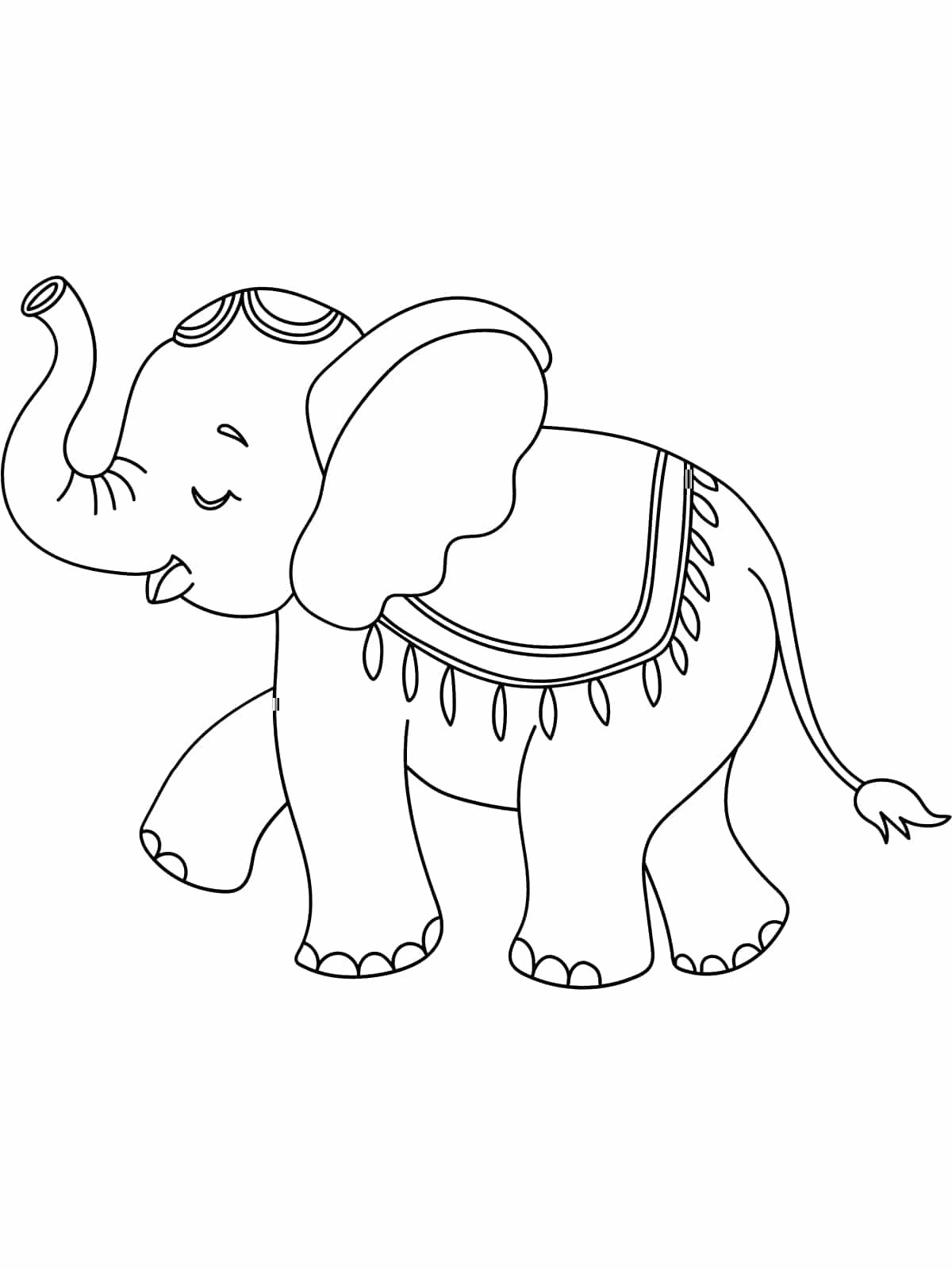 Elephant In Jungle Coloring Page