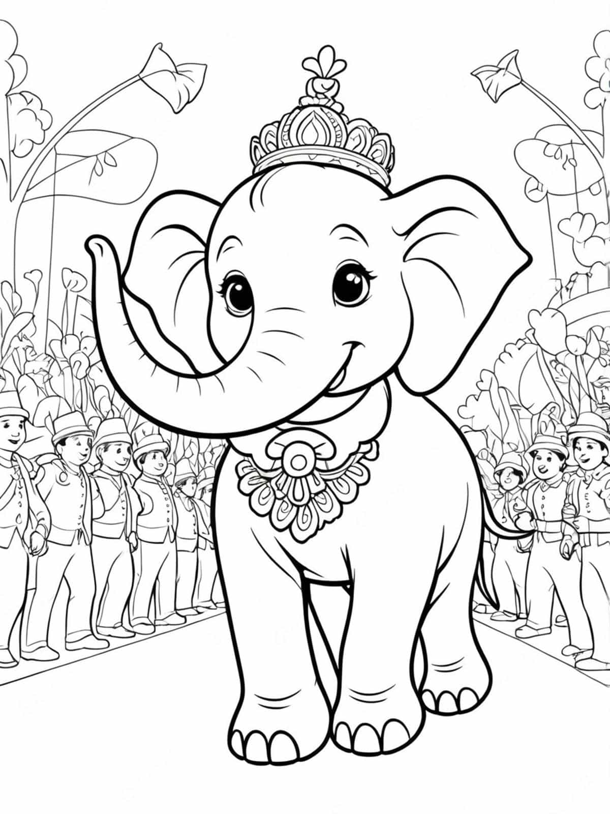 Elephant Marching In A Parade Coloring Pages