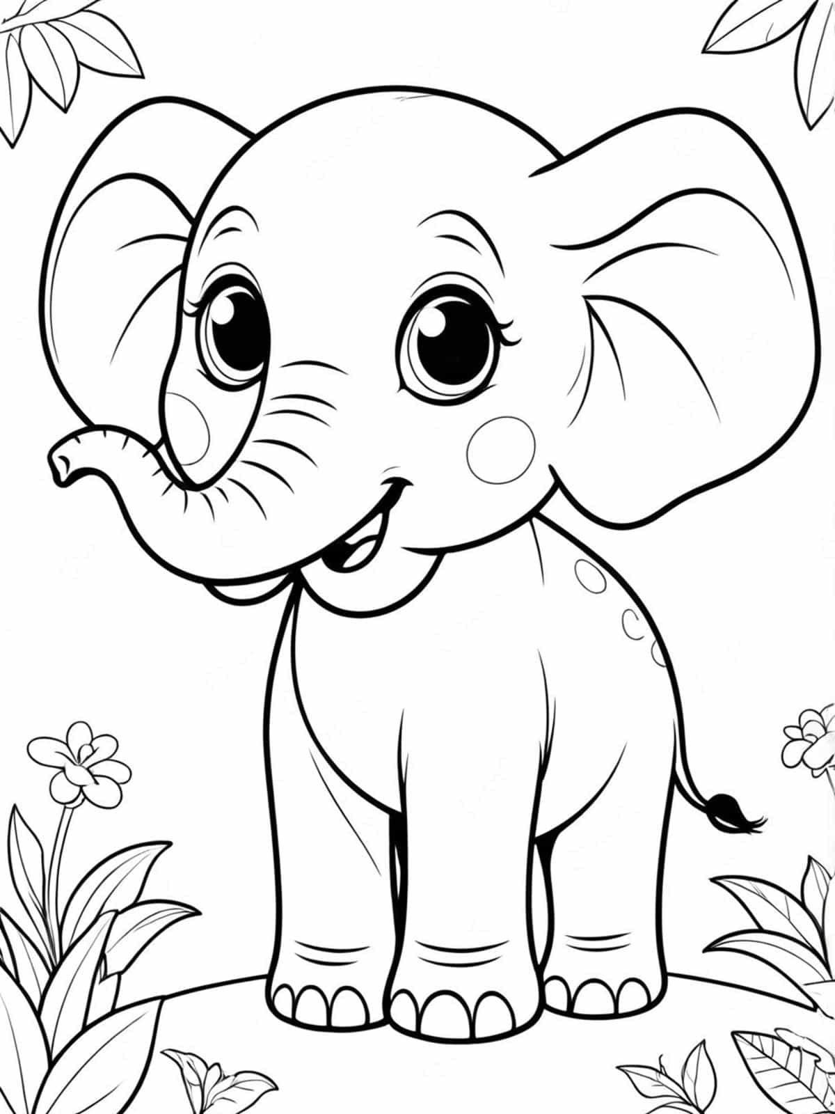 Elephant With A Closeup View Of Its Eyes Coloring Pages