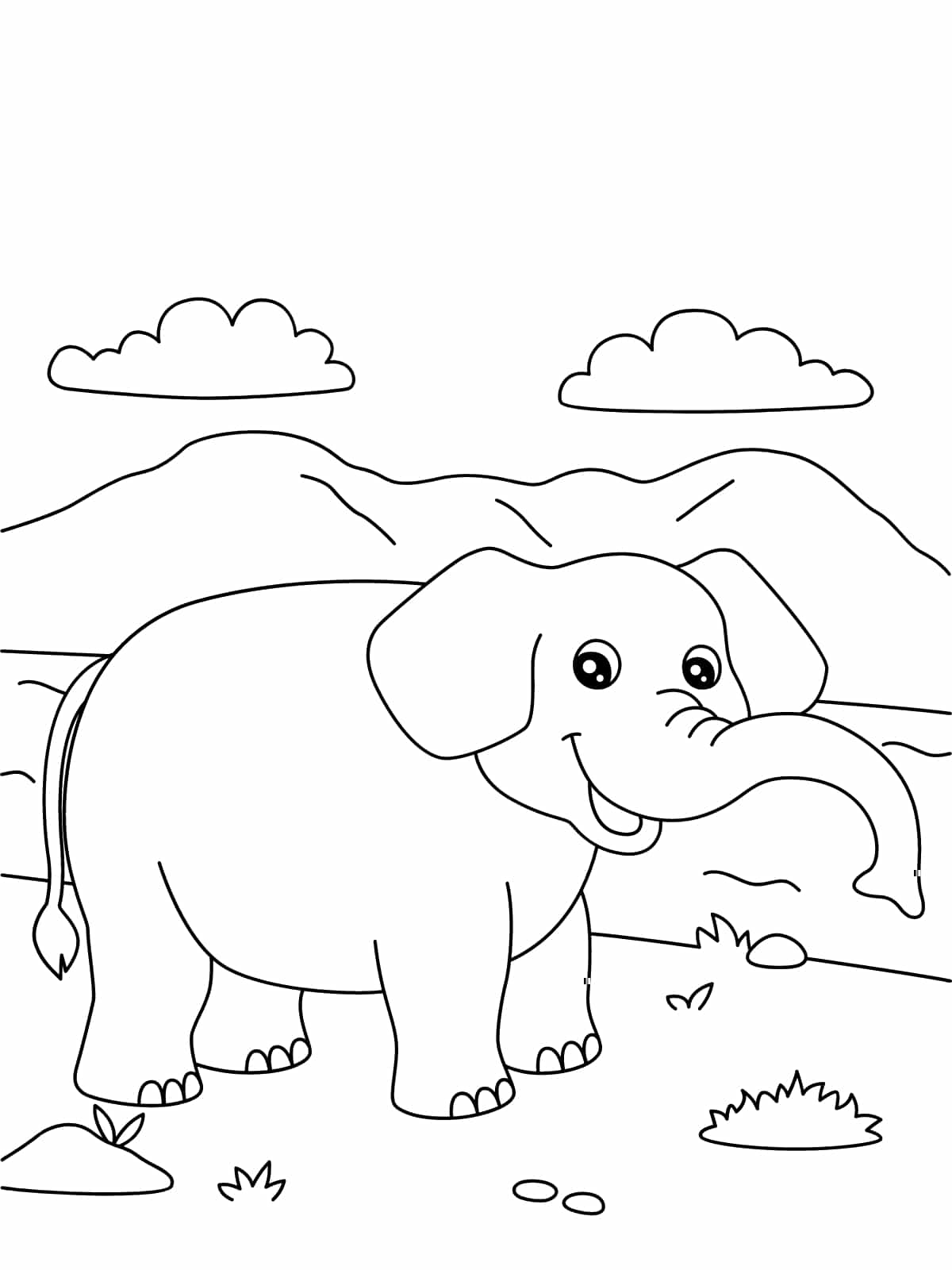 Elephant With Tusks Coloring Page