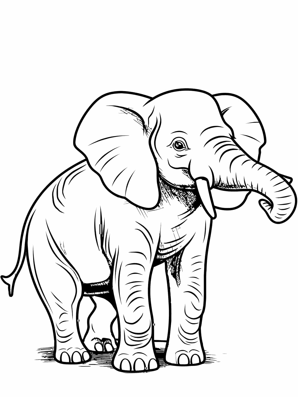 Elephant With Wrinkles Coloring Page