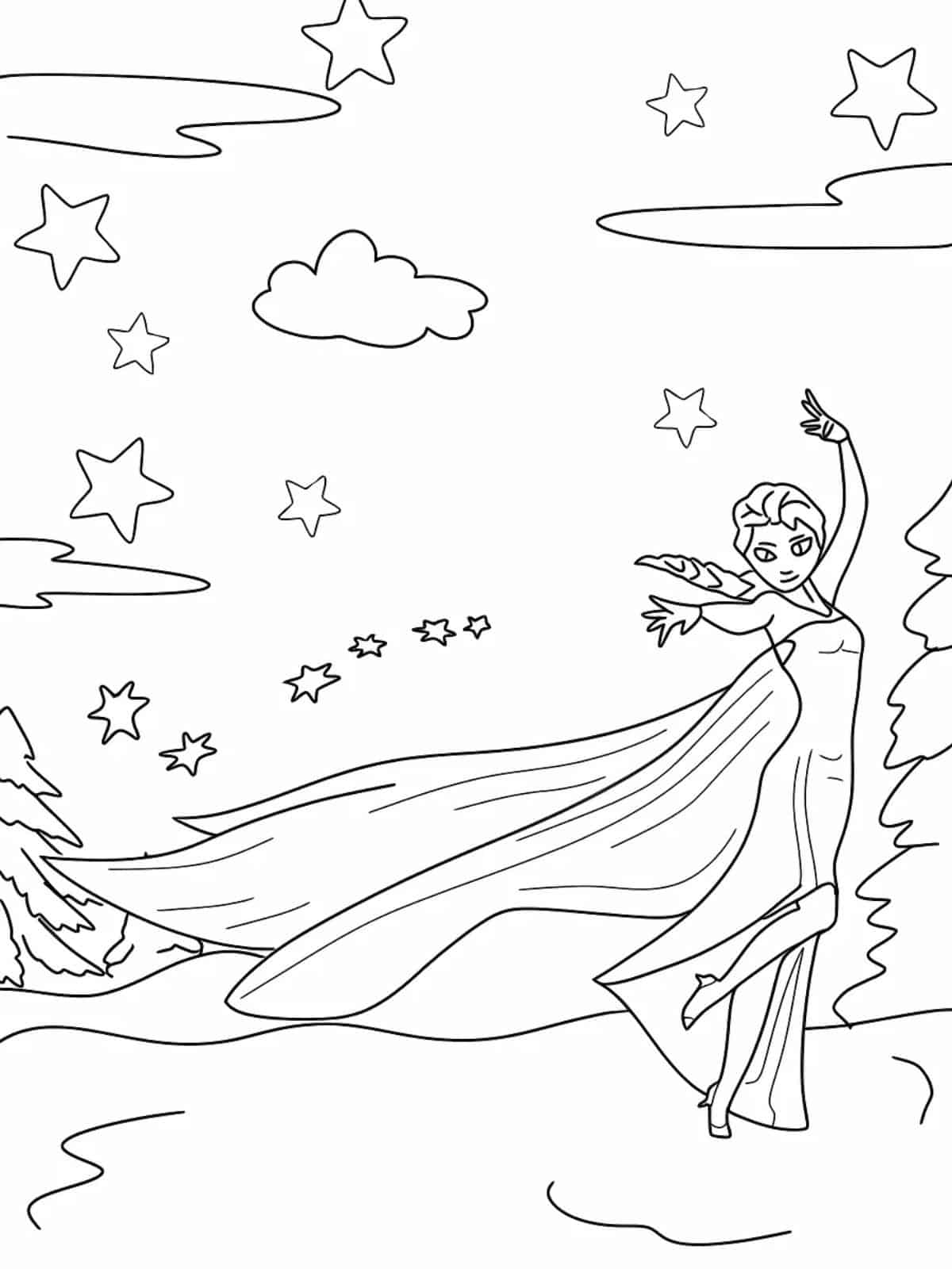 Elsa In A Snowstorm Coloring Pages