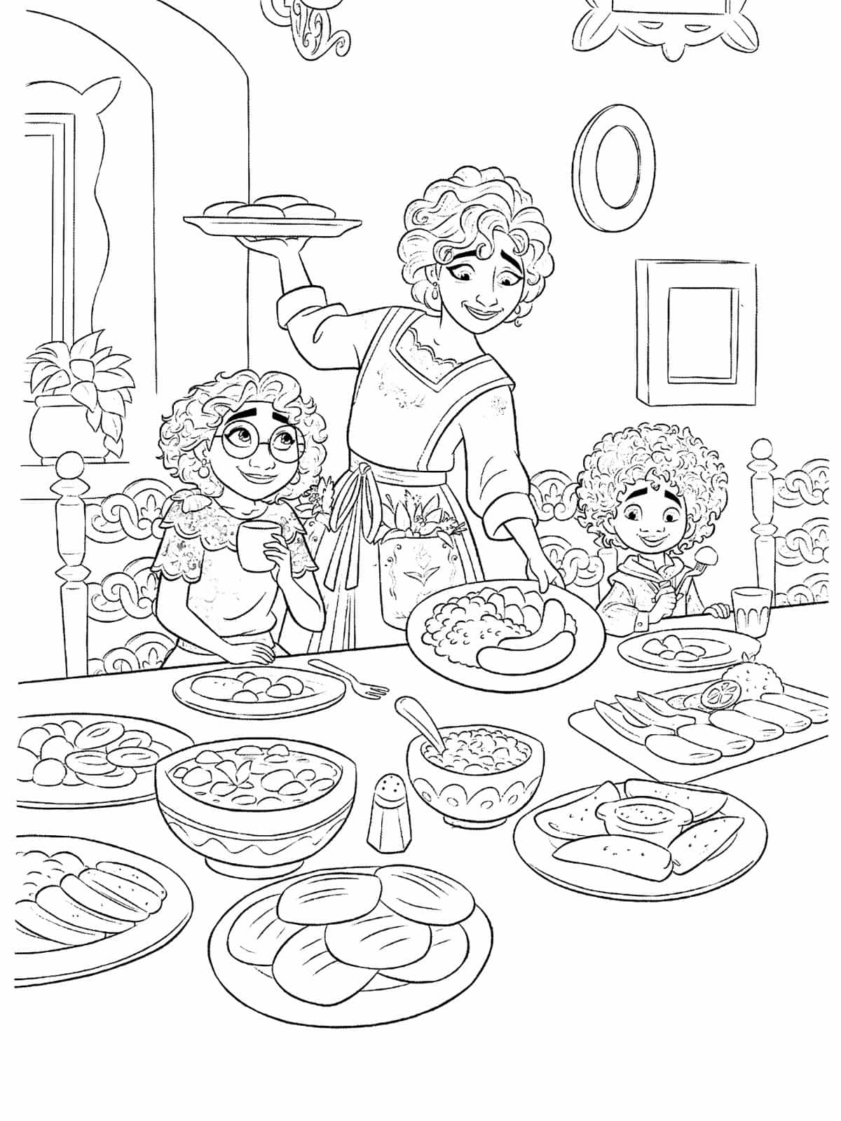 Encanto Family Dinner Coloring Page