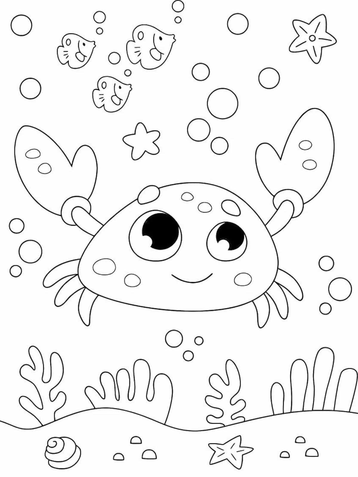 Enchanting Crab With Bubbles Coloring Pages