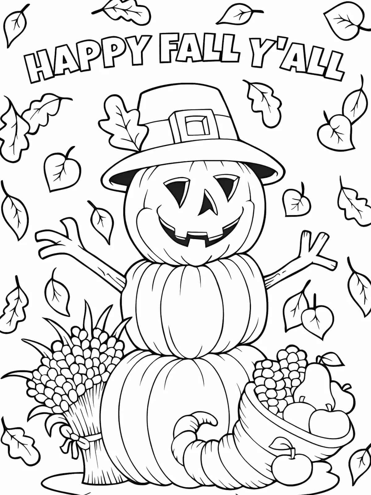 Fall Leaves November Coloring Pages