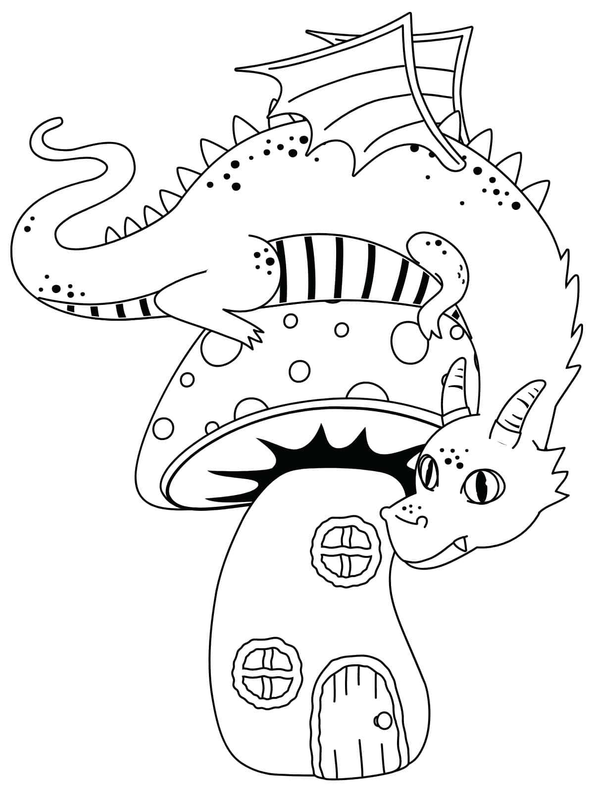 Fantasy Creature Dragon Coloring Page For Kids