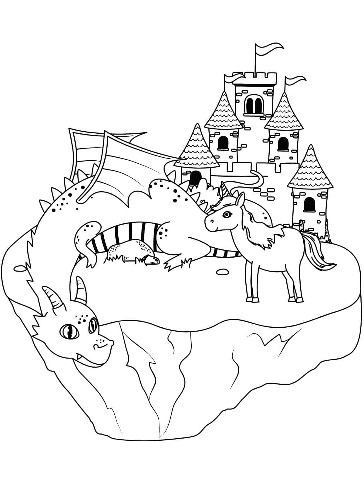 Fantasy Creature Dragon Coloring Page