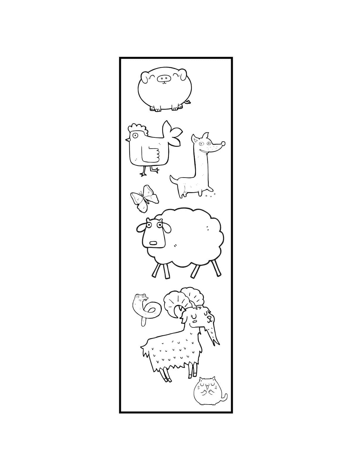 Farm Animal Bookmark Coloring Pages