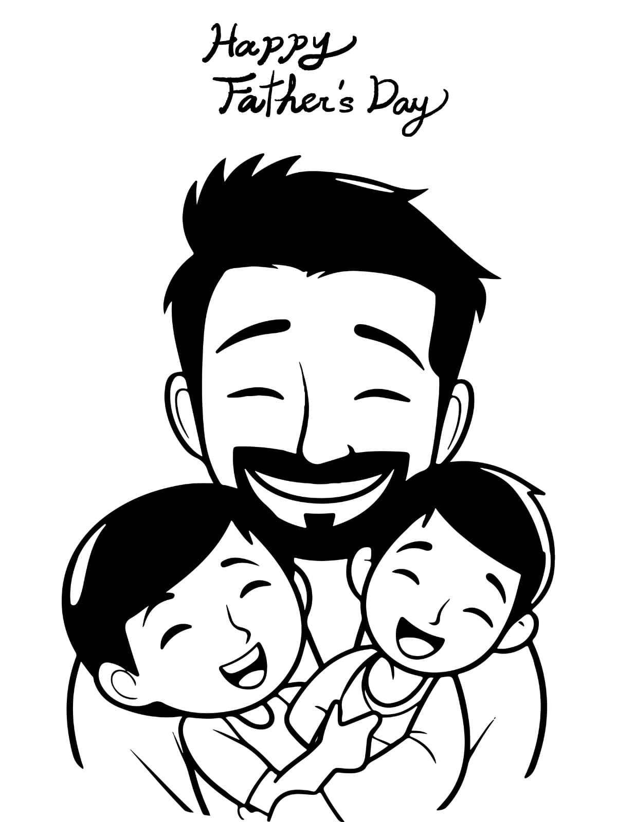 Father And Children Portrait Coloring Pages