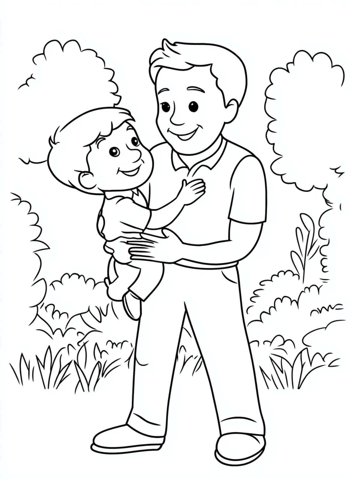 Fathers With Kids Coloring Pages