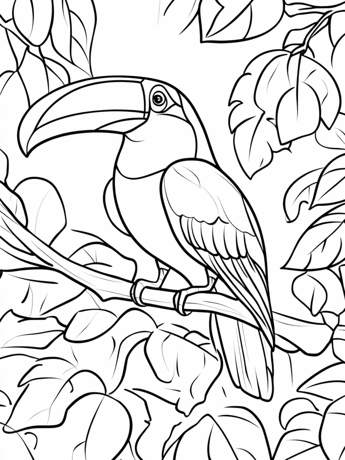 Five Toucan And Tropical Fruits Coloring Pages