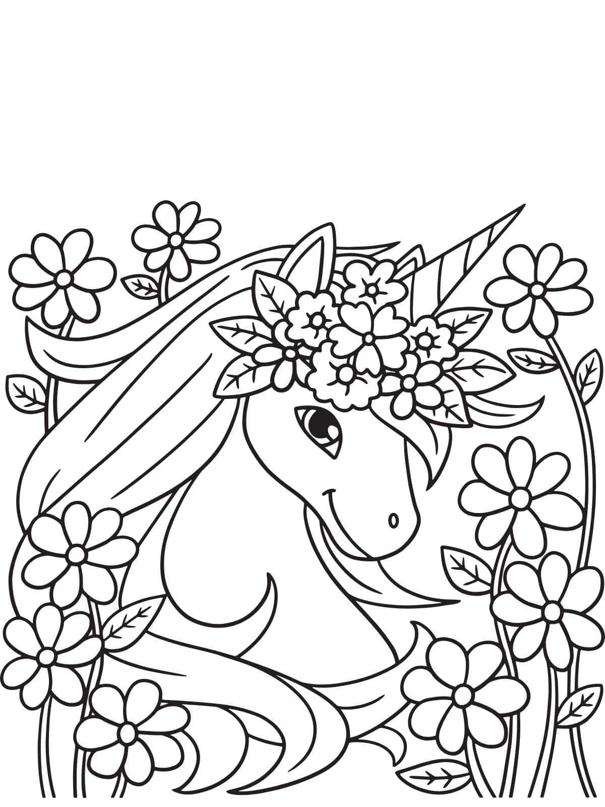 Flower Unicorn Coloring Pages For Kids