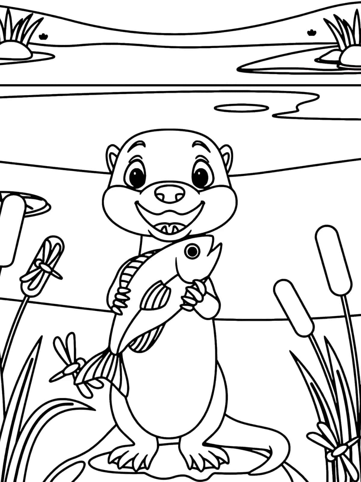 Forest Creature Otter Coloring Pages