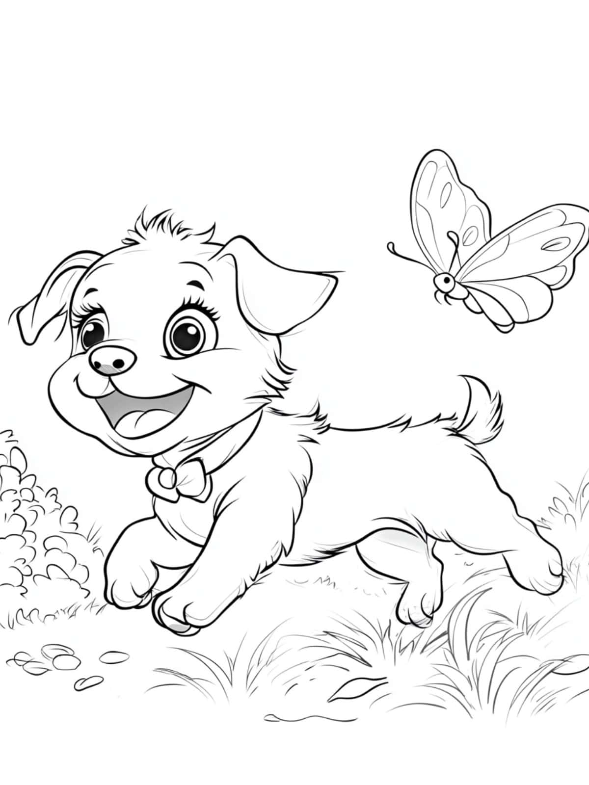 Free Dog And Butterfly Coloring Sheet For Kids