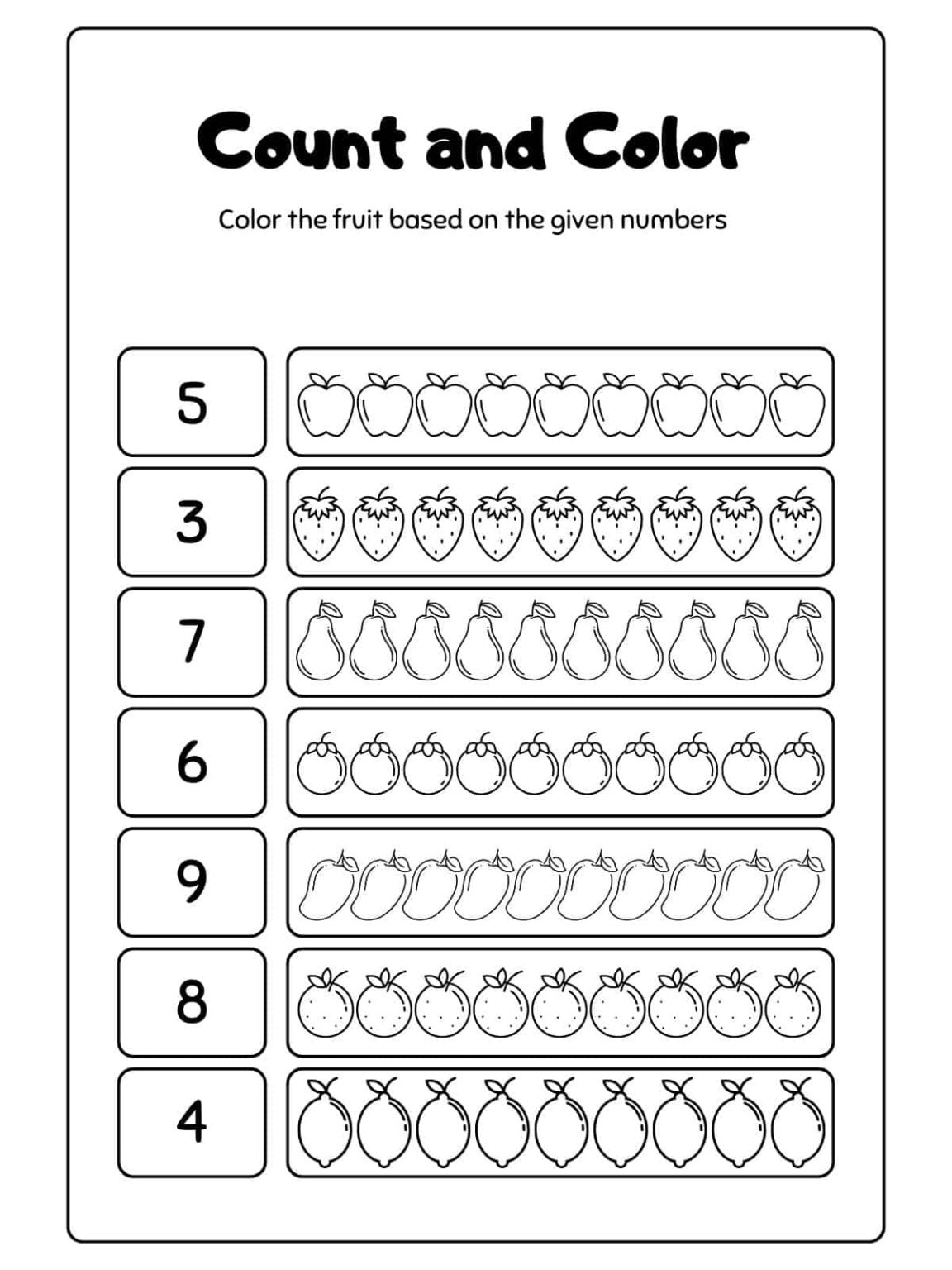 From 1 to 10 fun number coloring pages for kids 