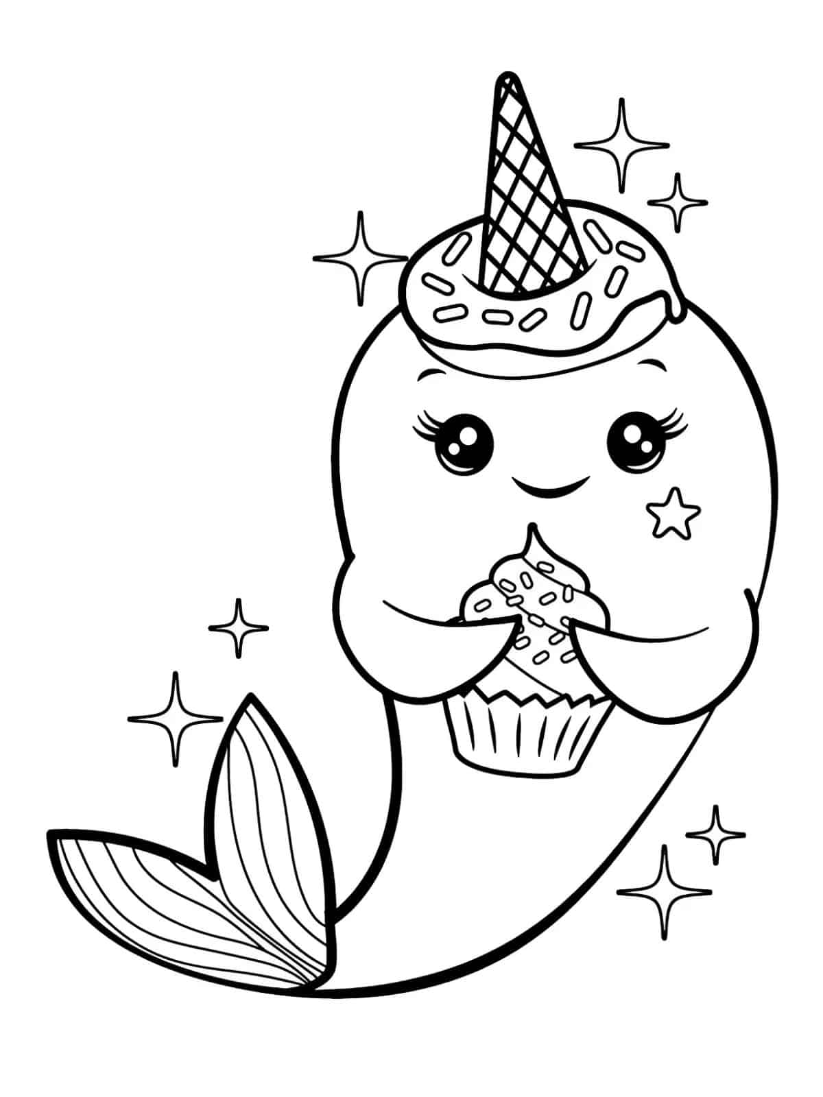 Friendly Narwhal Coloring Pages