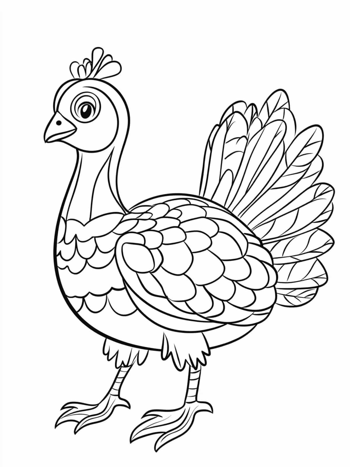 Friendly Turkey Waving Coloring Pages For Kids