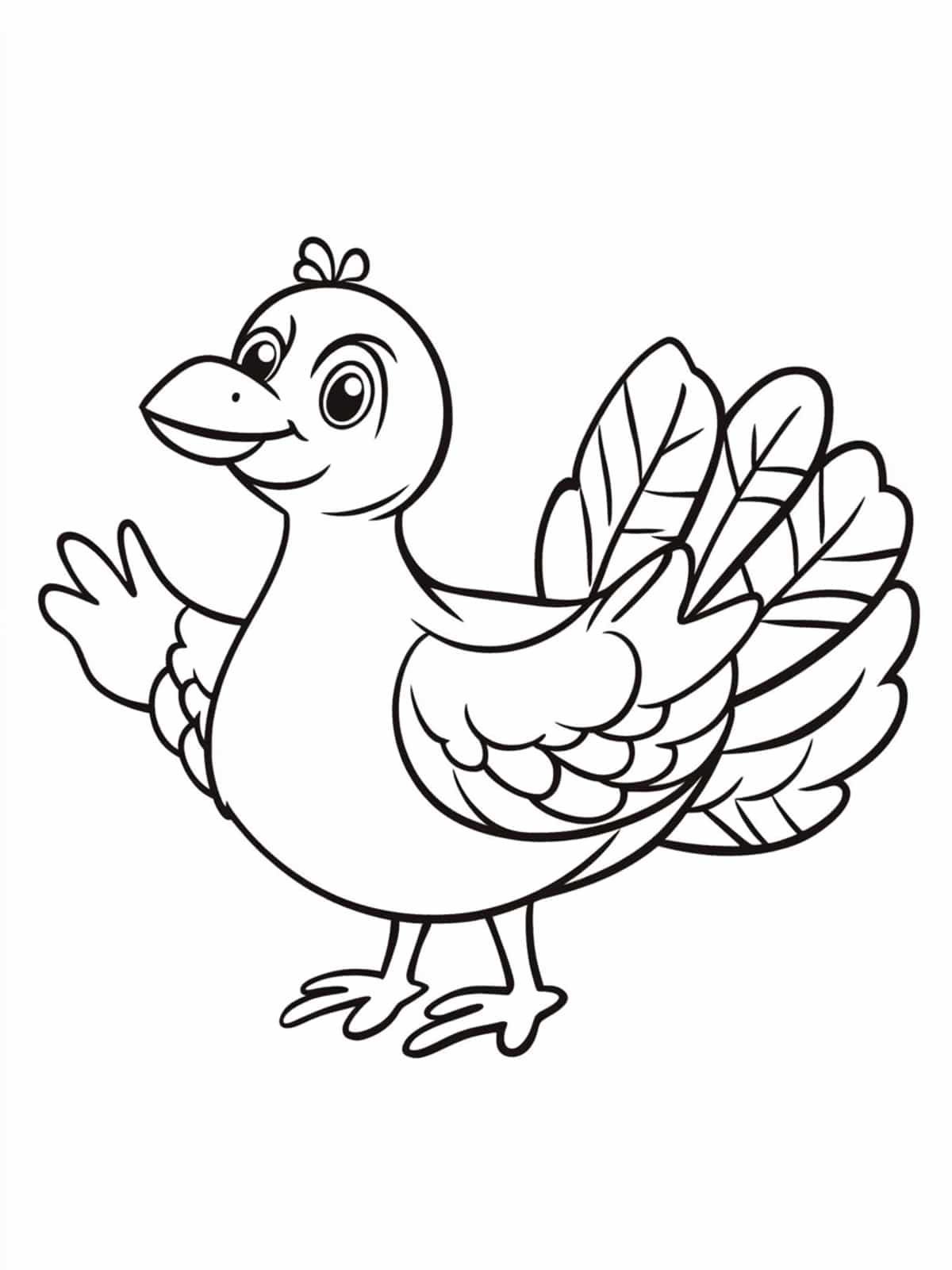 Friendly Turkey Waving Coloring Pages