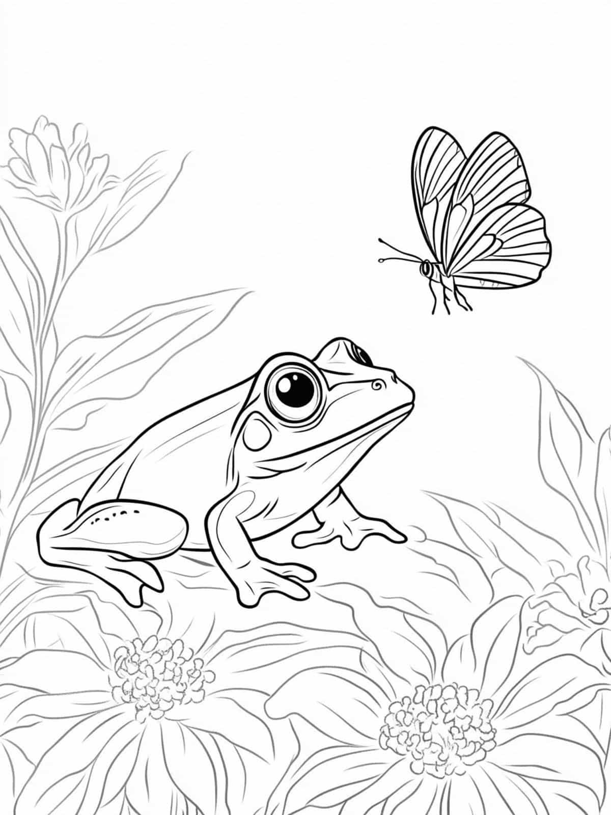 Frog And Butterfly Coloring Pages