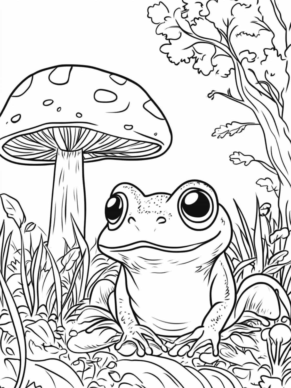 Frog And Mushroom Coloring Pages