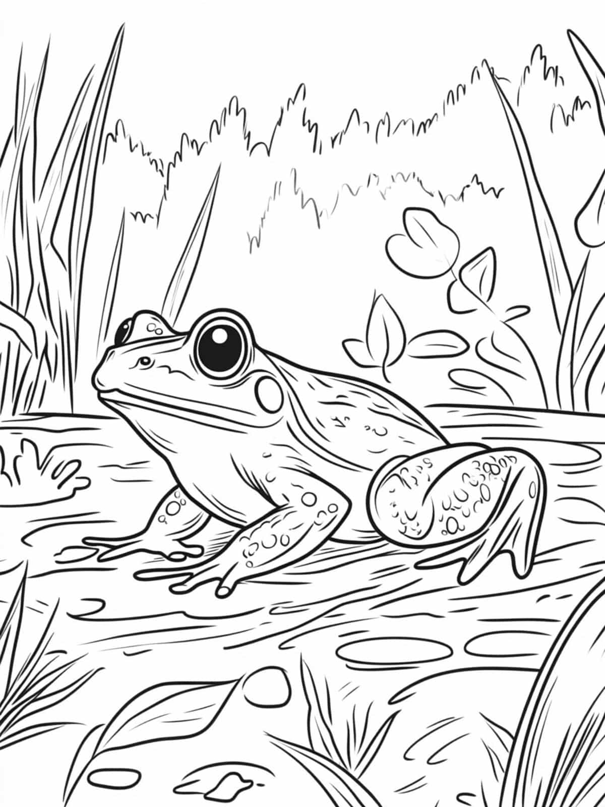 Frog In The Forest Coloring Pages