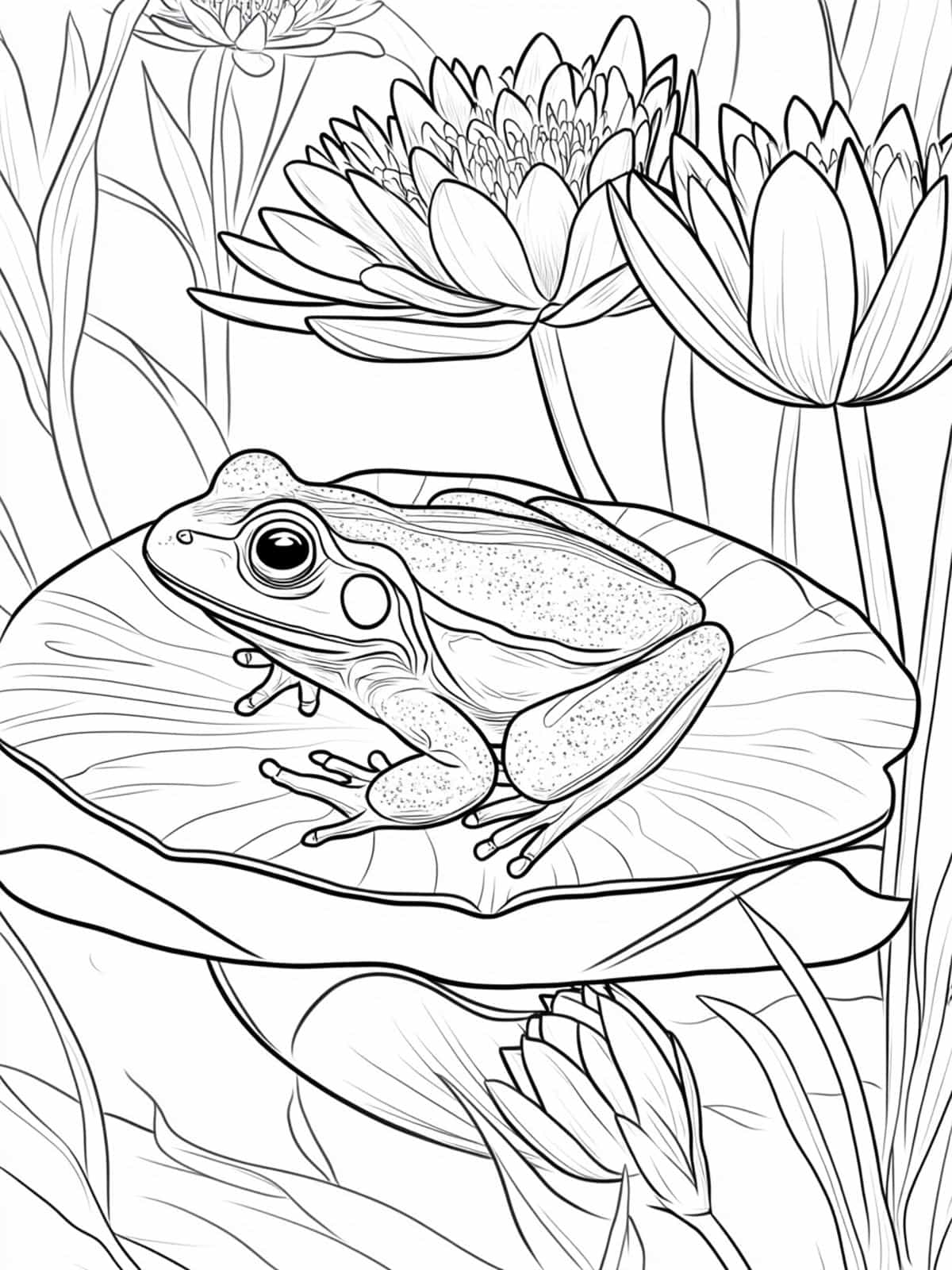 Frog On A Lily Pad Coloring Pages