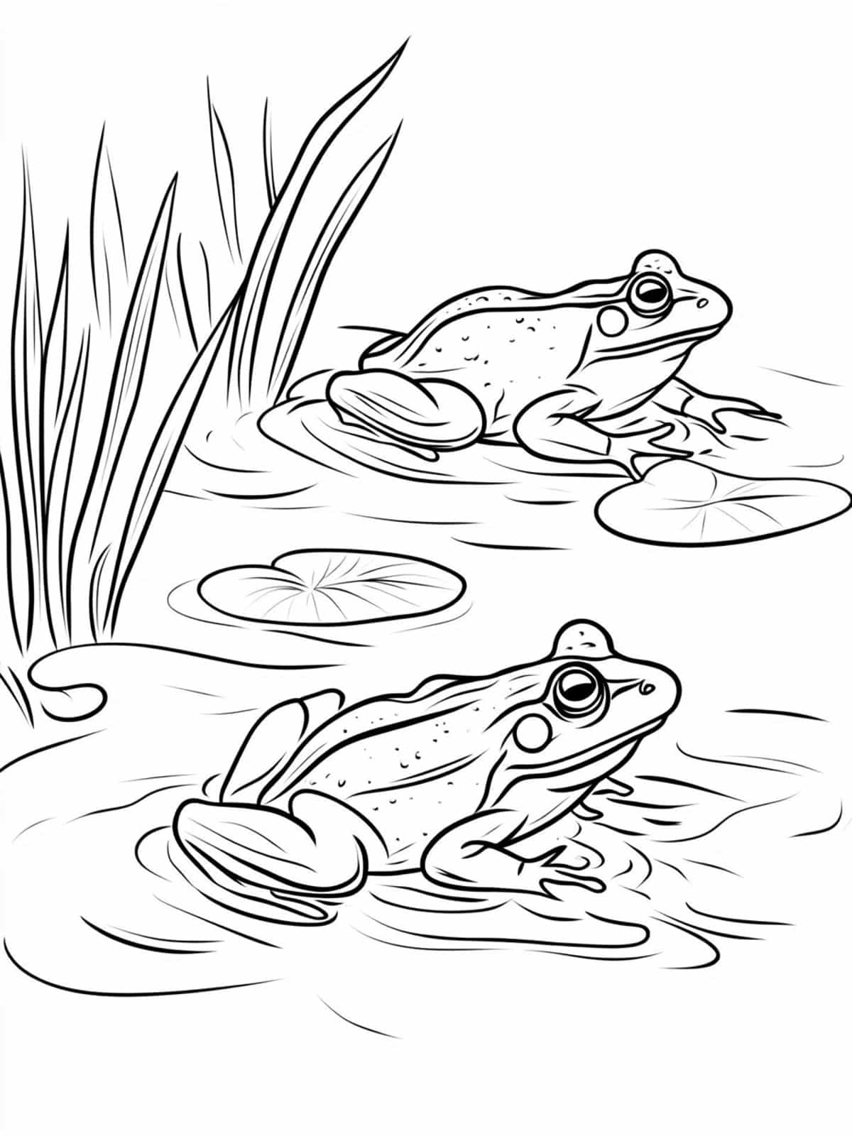 Frogs In A Pond Coloring Page