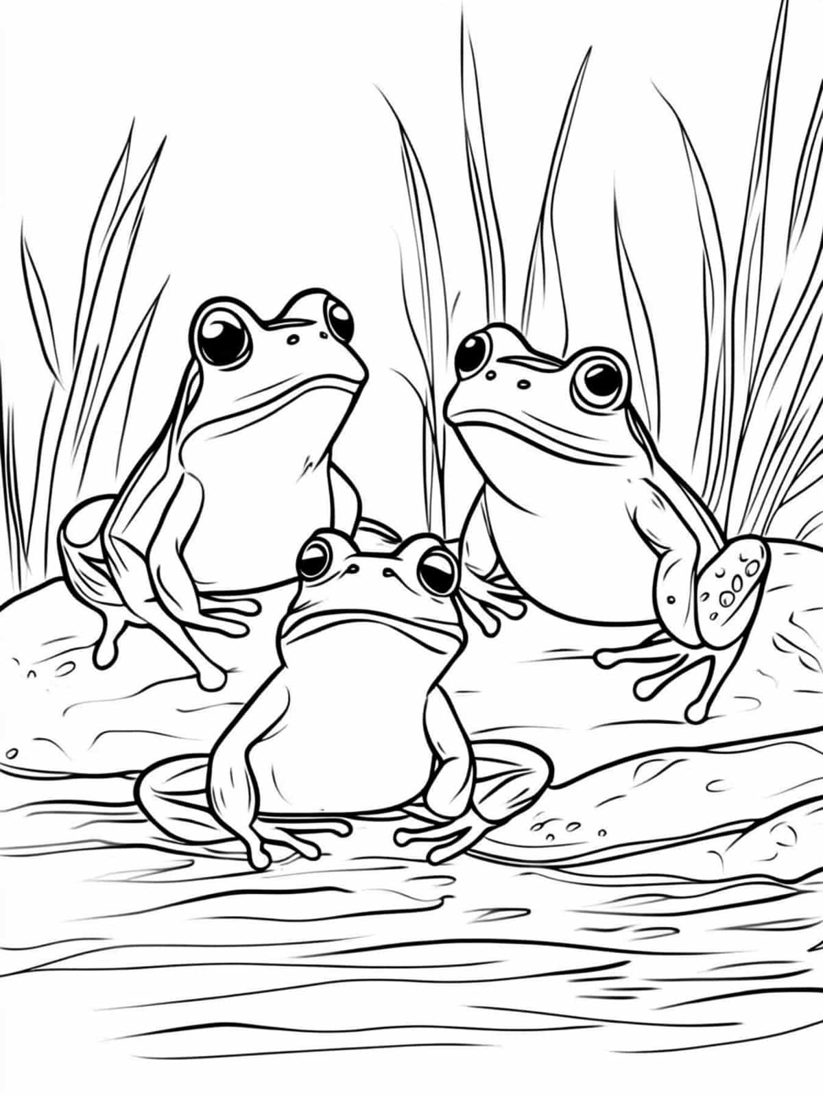 Frogs In A Pond Coloring Pages