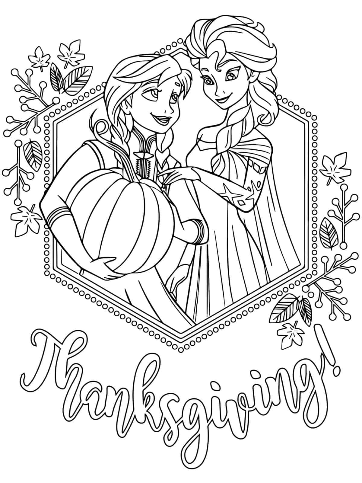 Frozen Disney Thanksgiving Coloring Pages For Kids