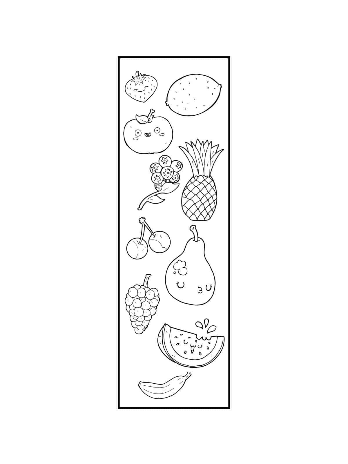 Fruit Bookmark Coloring Pages