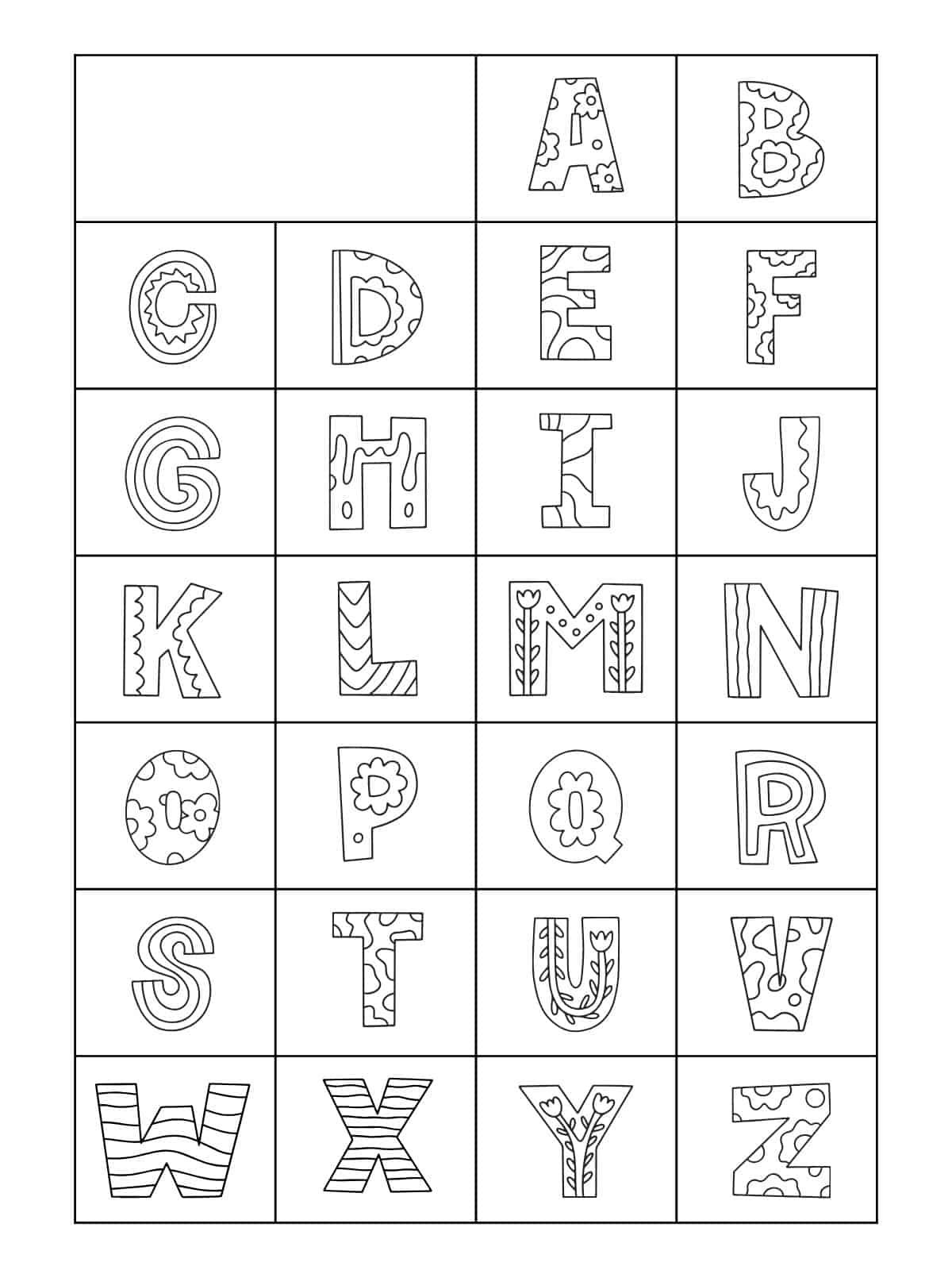 Fun Alphabet Coloring Sheets