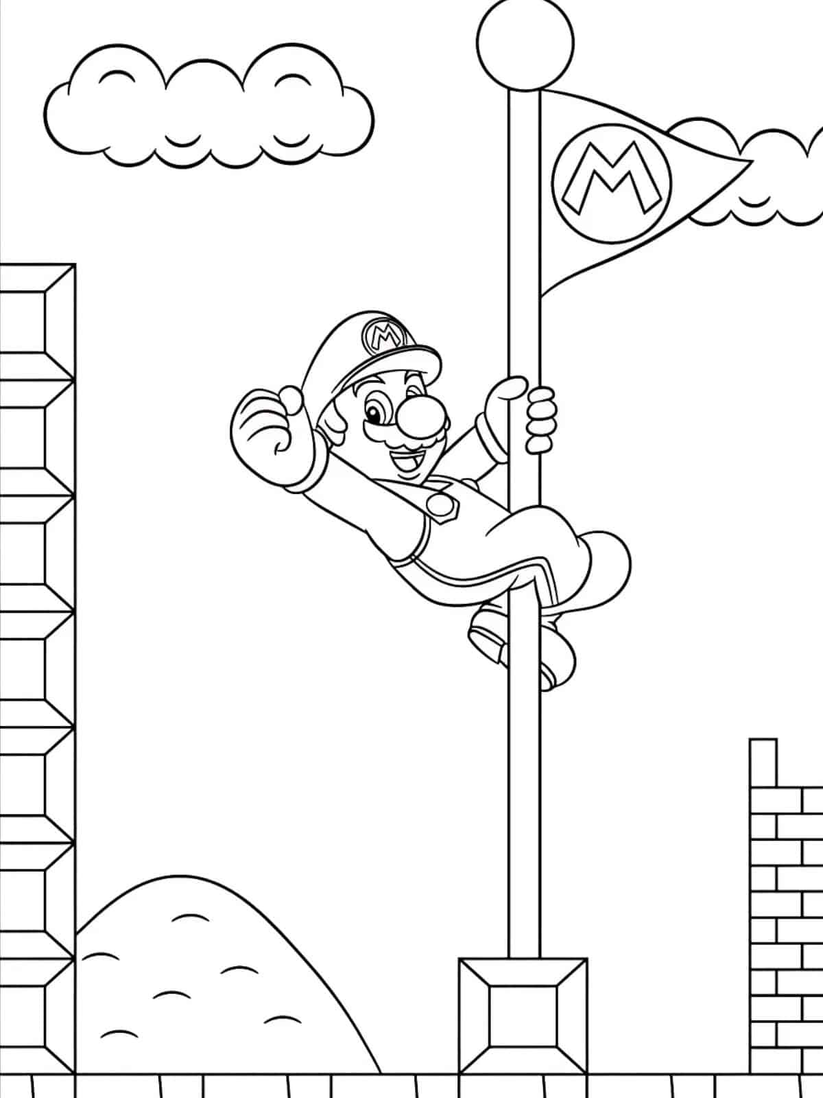 Game Scene In Mario Coloring Sheets