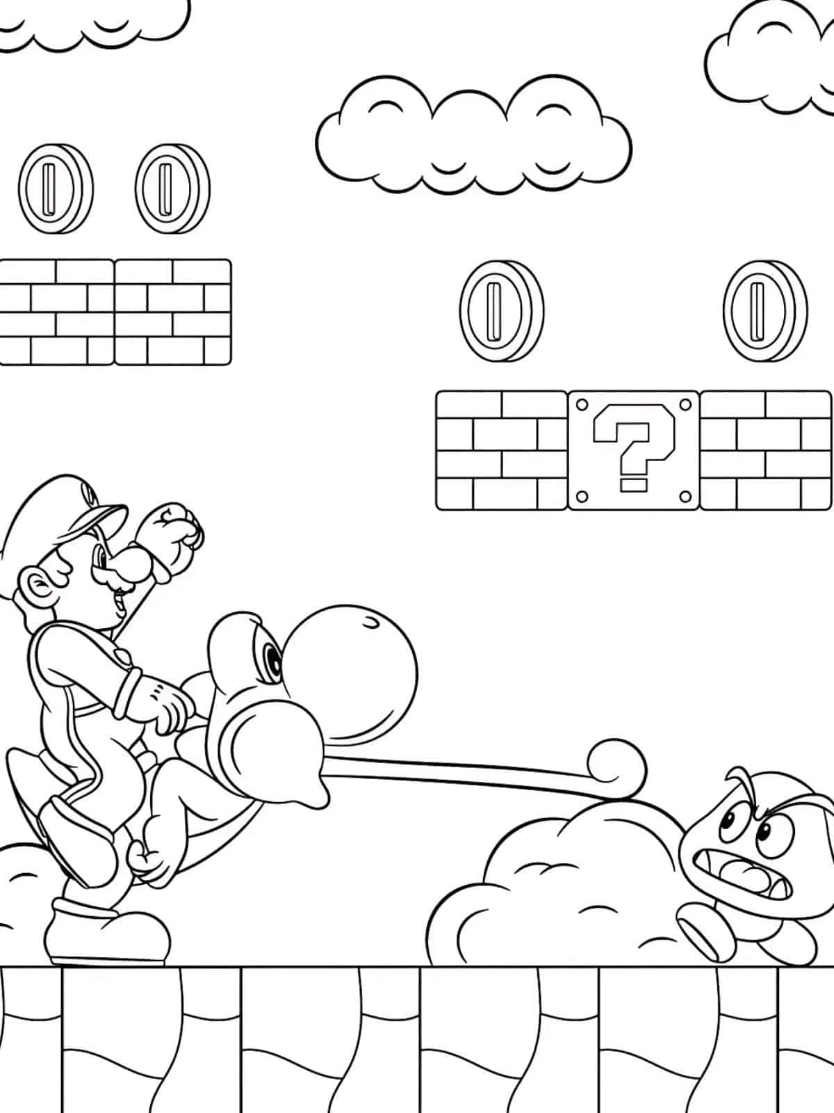 Game Scene Yoshi And Mario Coloring Sheets