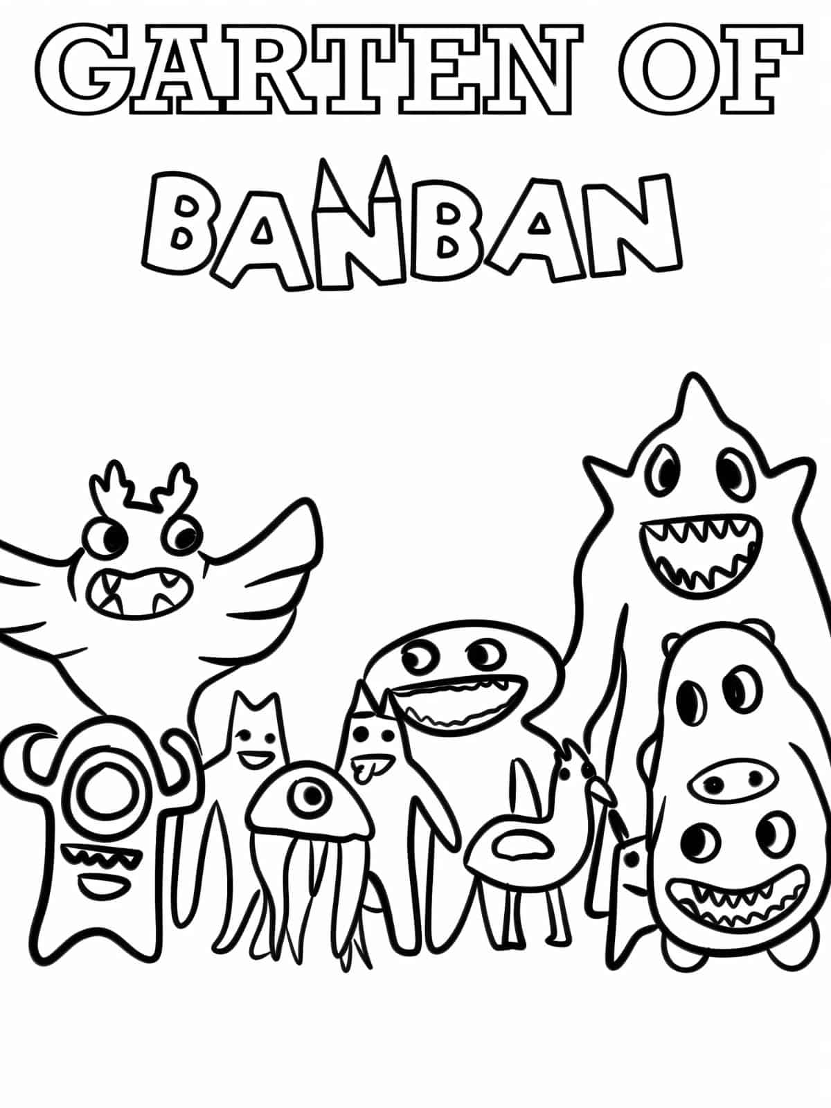 Garten Of Banban Characters In Different Poses Coloring Pages