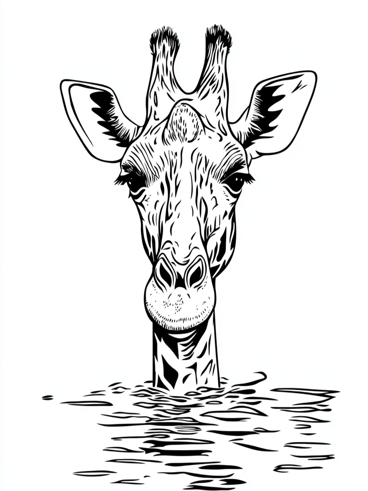 Giraffe Drinking Water Coloring Pages