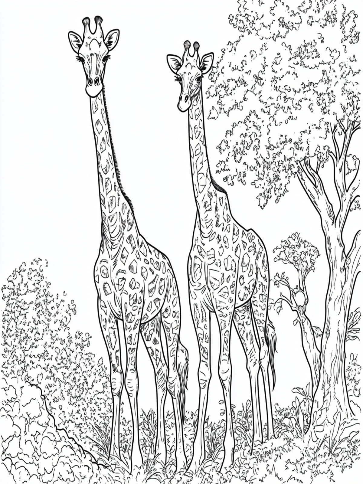 Giraffe Eating Leaves Coloring Pages