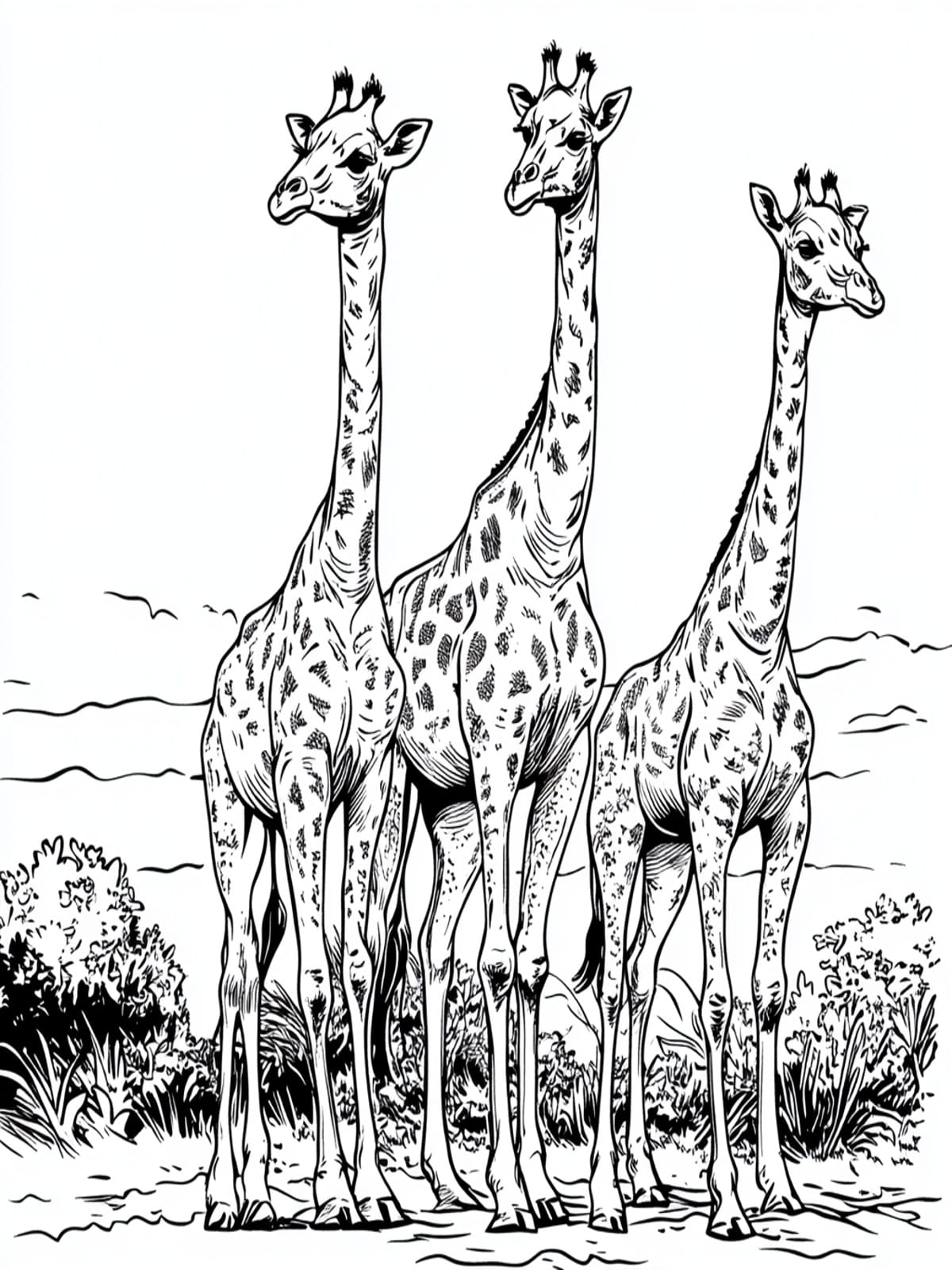 Giraffe Family Coloring Pages