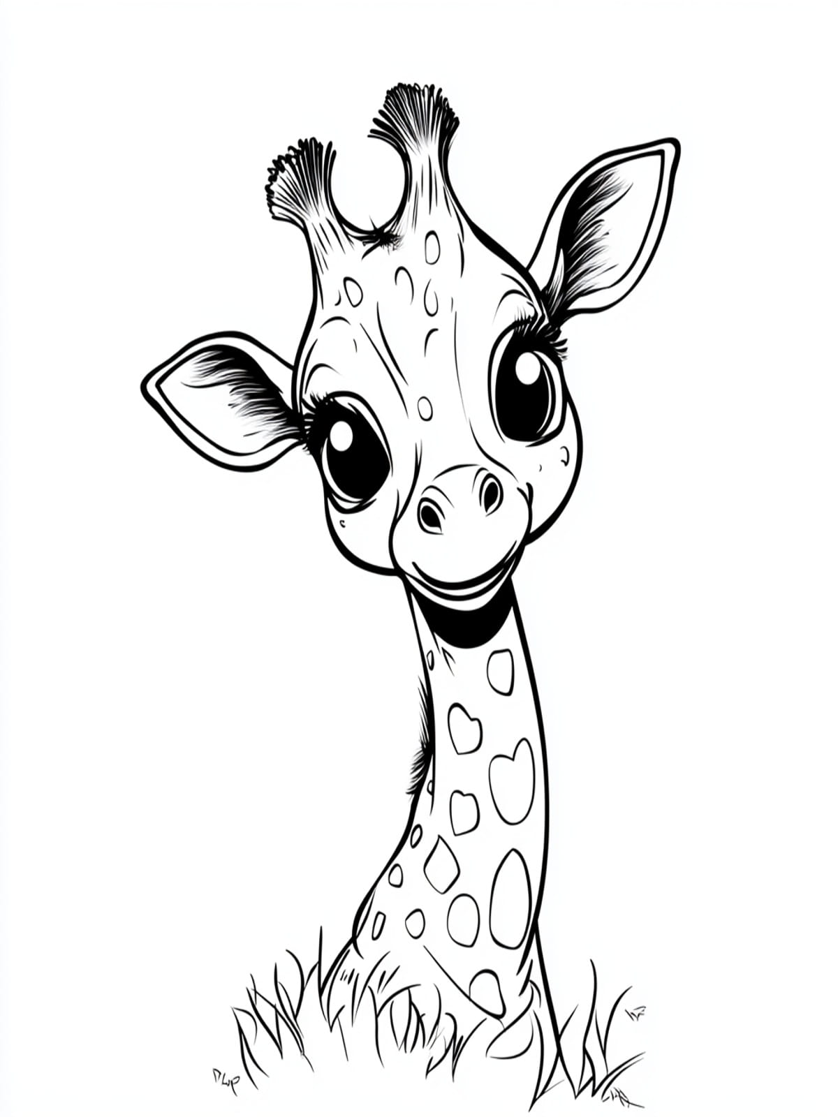 Giraffe In Grassland Coloring Pages