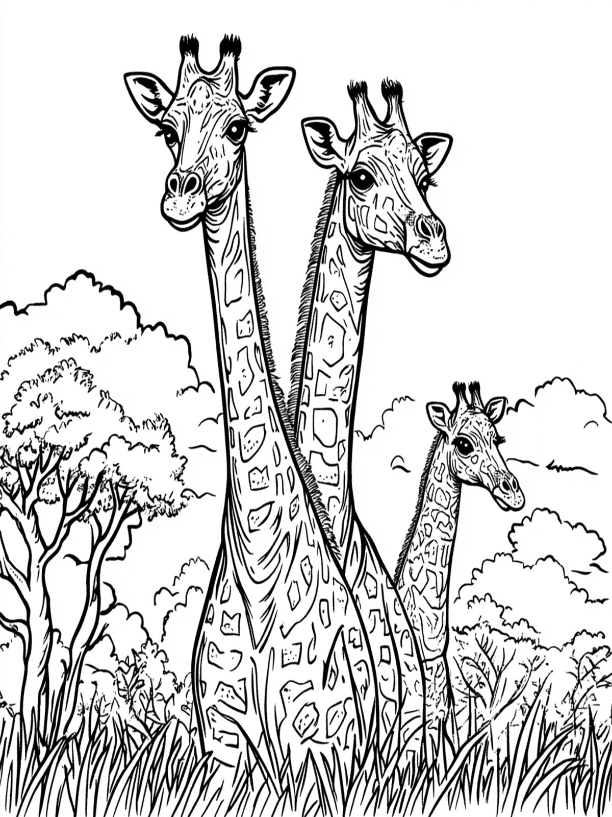 Giraffe Near Tree Coloring Pages