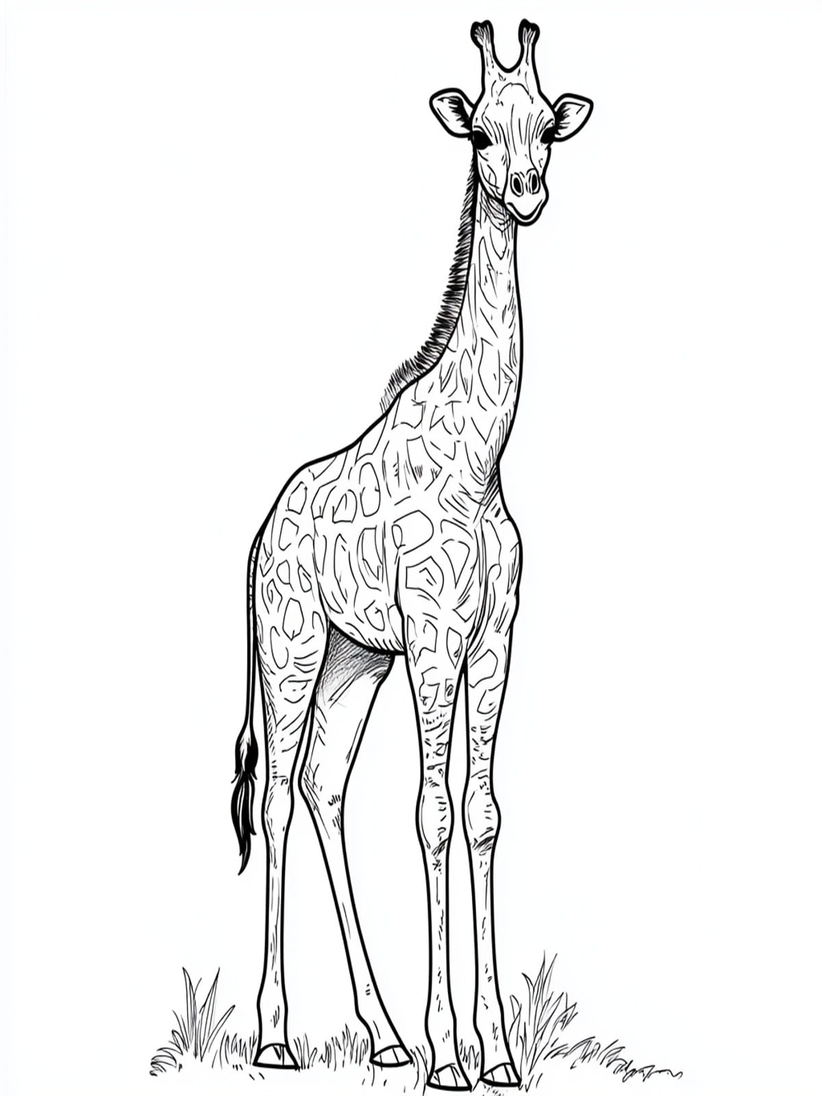 Giraffe Standing In Savannah Coloring Pages