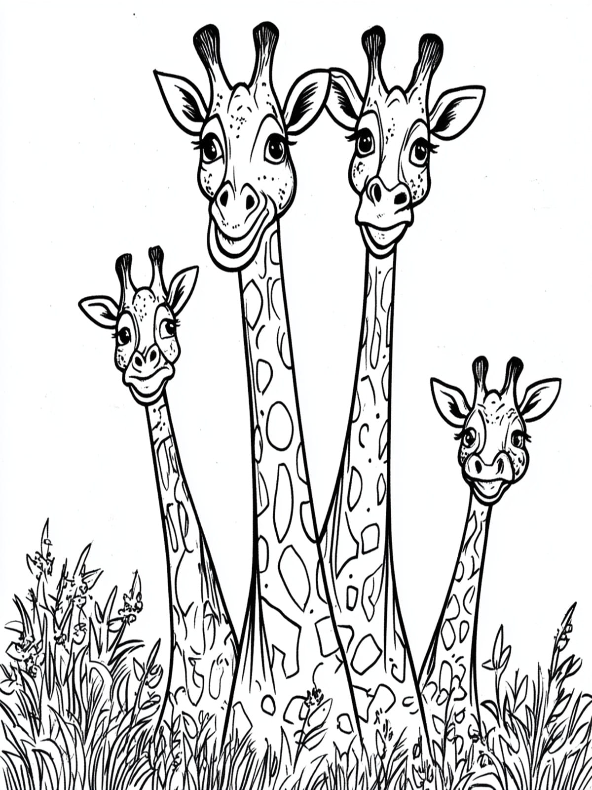 Giraffe Walking In Jungle Coloring Pages