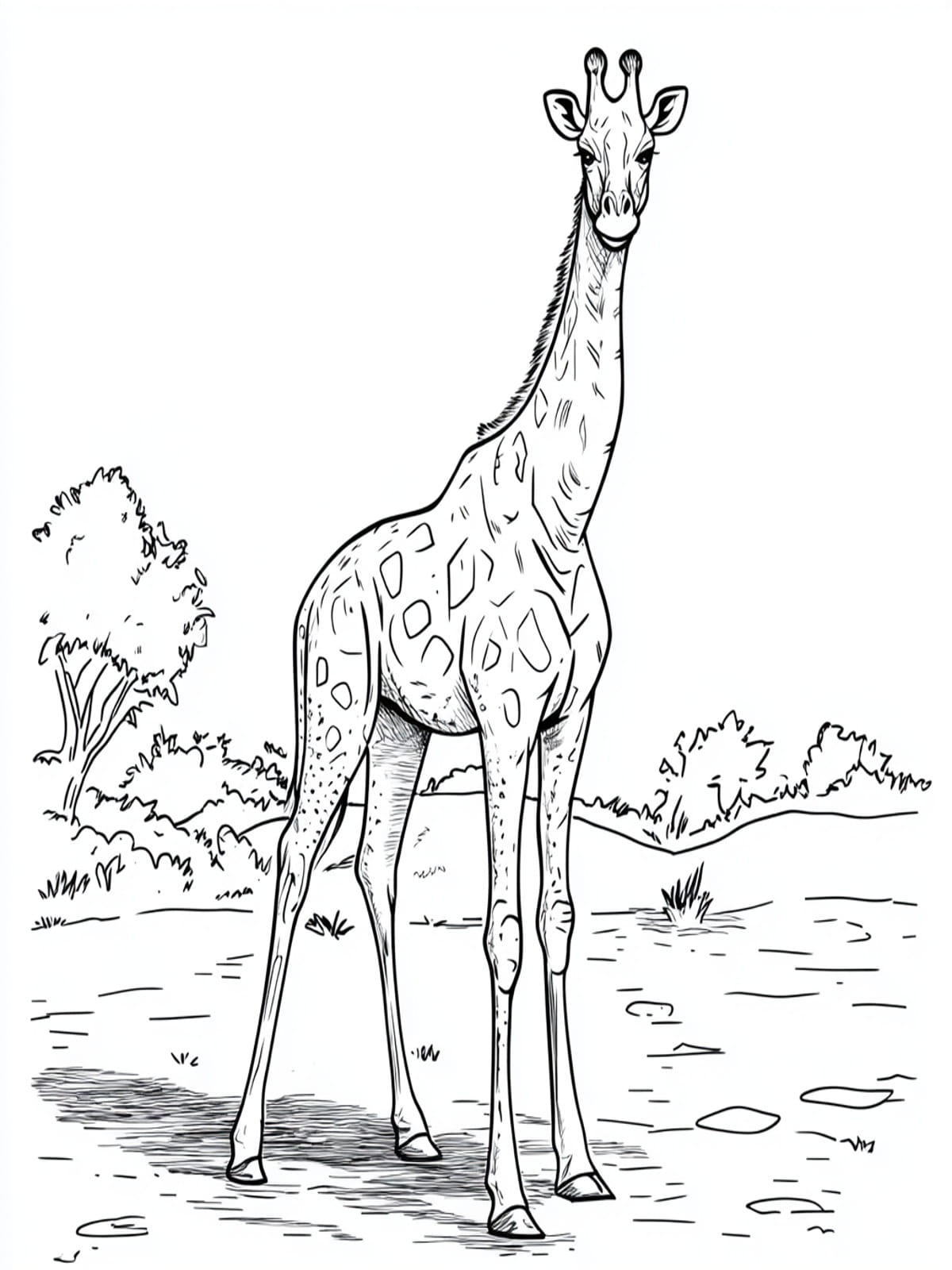 Giraffe With Long Neck Coloring Pages