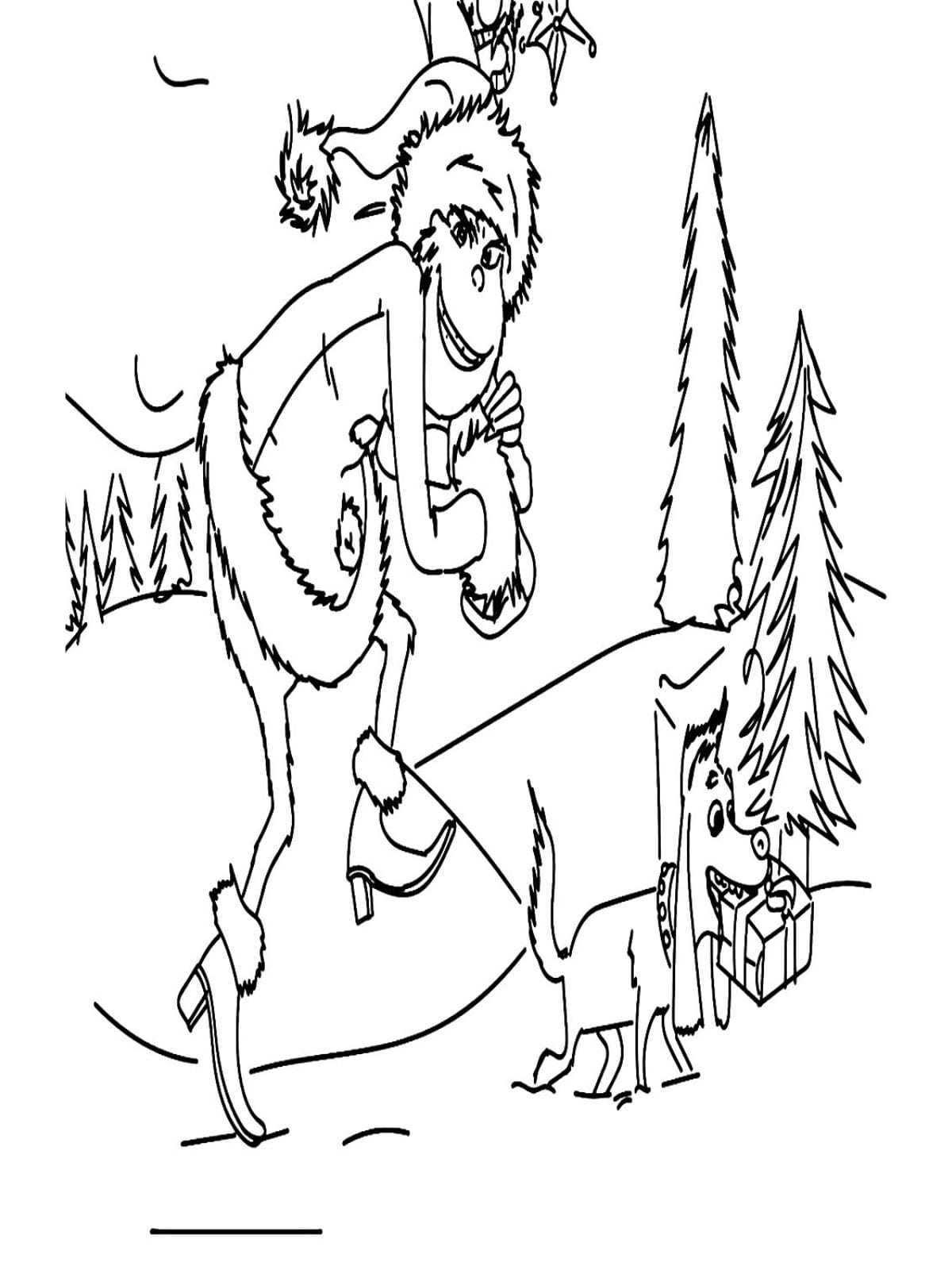 Grinch And The Dog Giving Gifts Coloring Pages