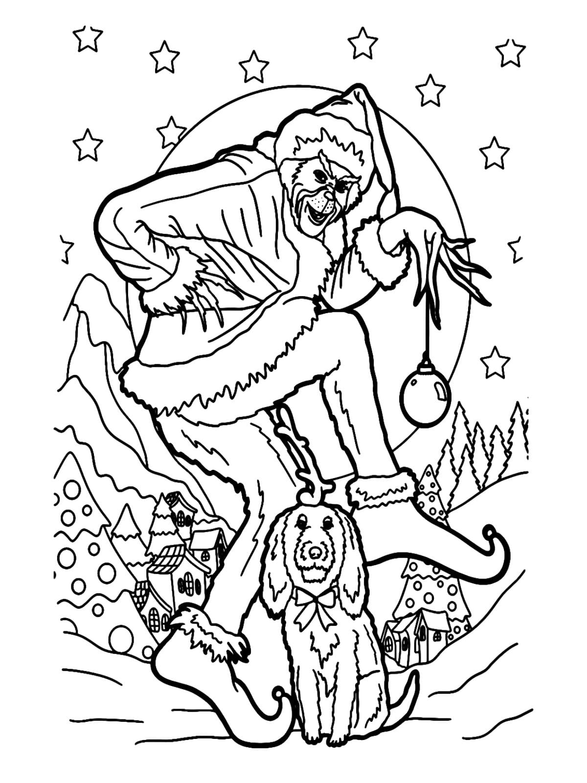 Grinch Dressed As Santa Coloring Pages