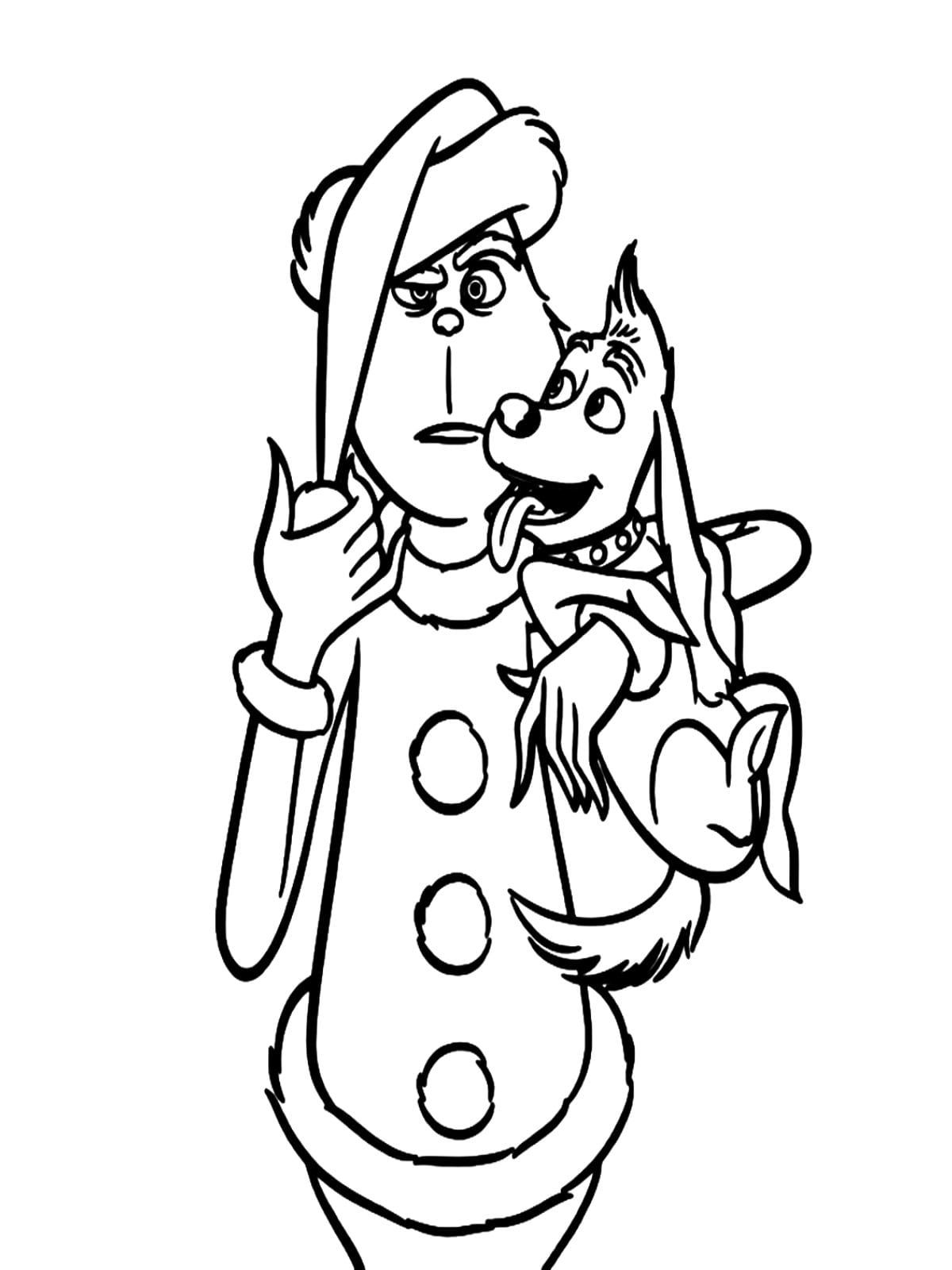 Grinch Hugging The Dog Coloring Pages