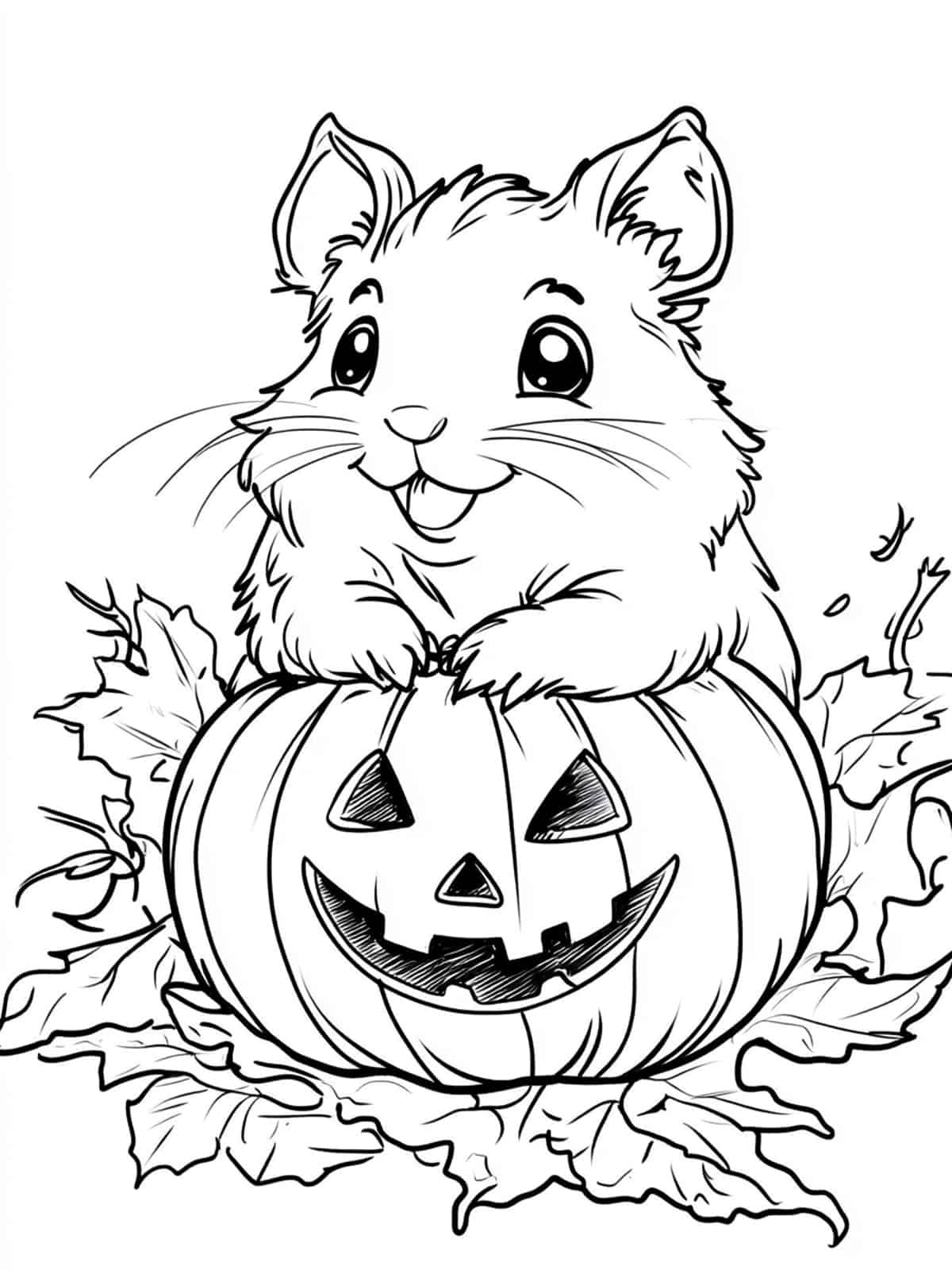 Hamster Celebrating A Halloween Coloring Pages