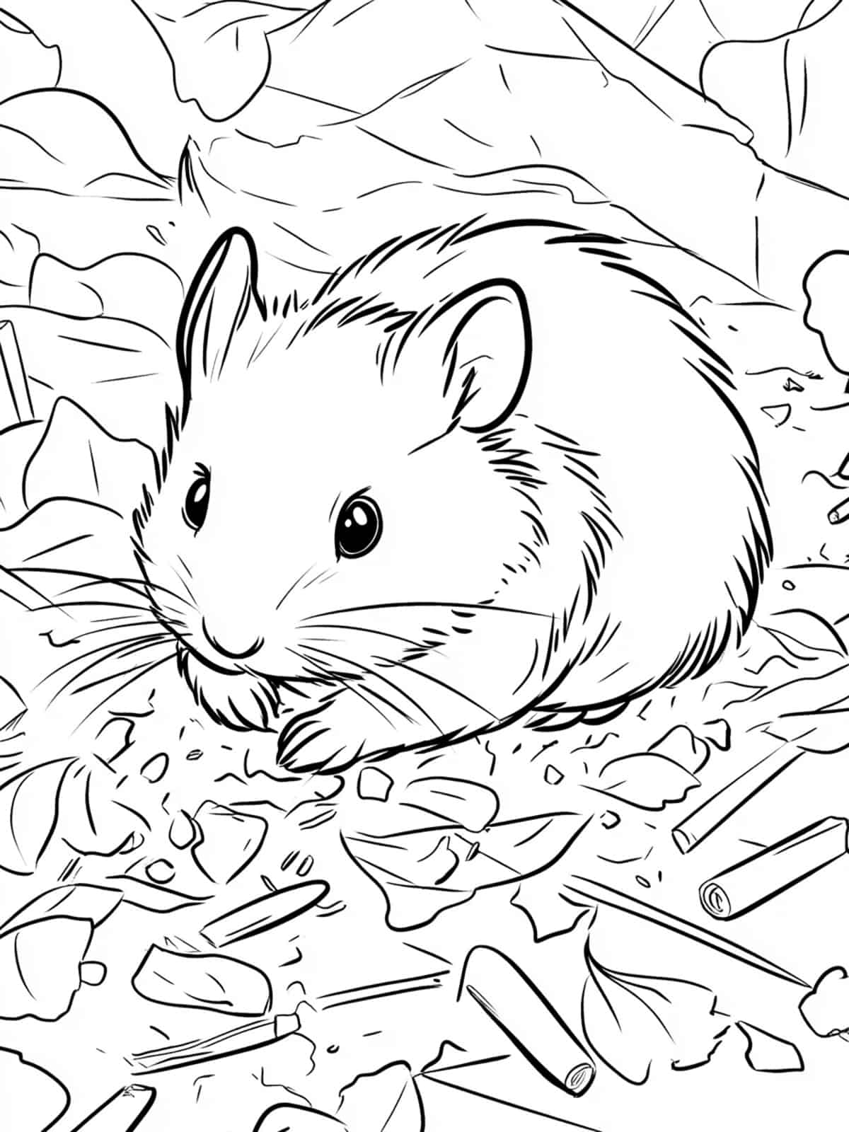 Hamster Digging In Sawdust Coloring Pages