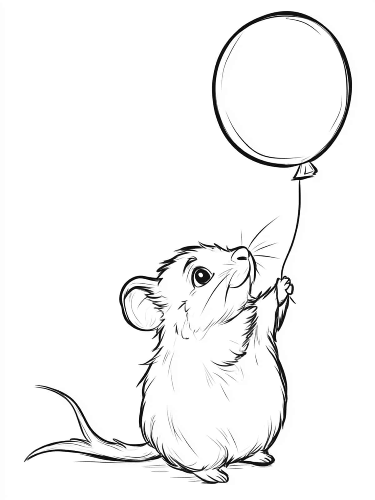 Hamster Holding A Balloon Coloring Pages